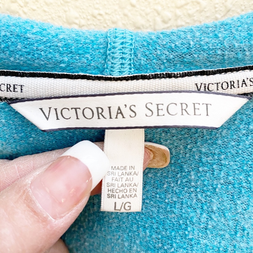 Victoria Secret Blue Bling Hoodie Sz L - Picture 3 of 6